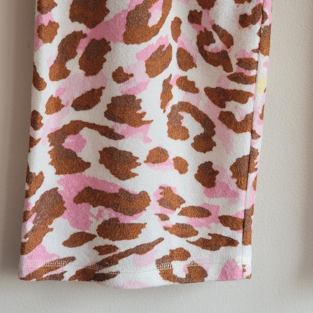 PJ Salvage Pink Leopard Print Bamboo Blend Terry Cloth Pants Beach Lounge Medium - Picture 3 of 12